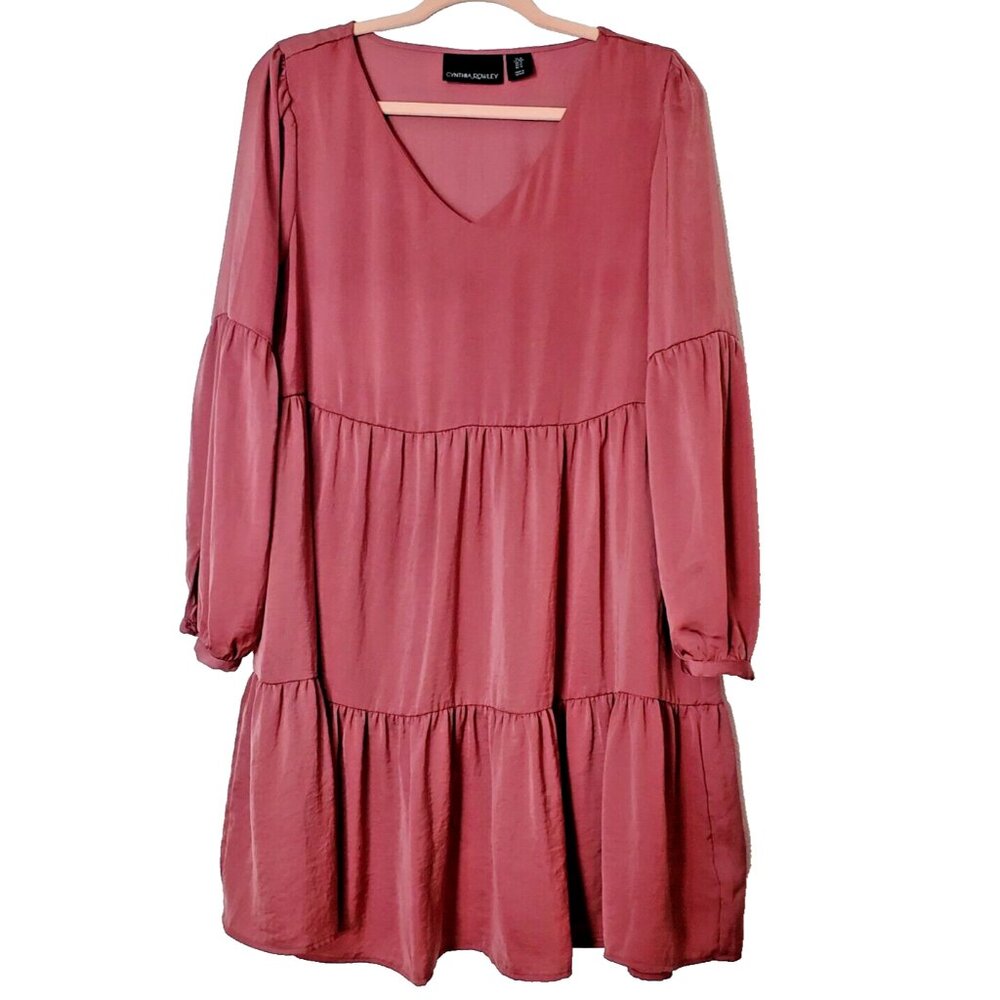 Cynthia Rowley Dress Woman’s Sz MediumPink Tiered Prairie Cottage Balloon Sleeve